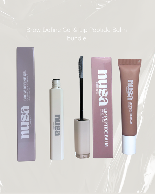 NUSA Lip Peptide Balm & NUSA Brow Define Gel Bundle Shade-Brown Sugar worth £30