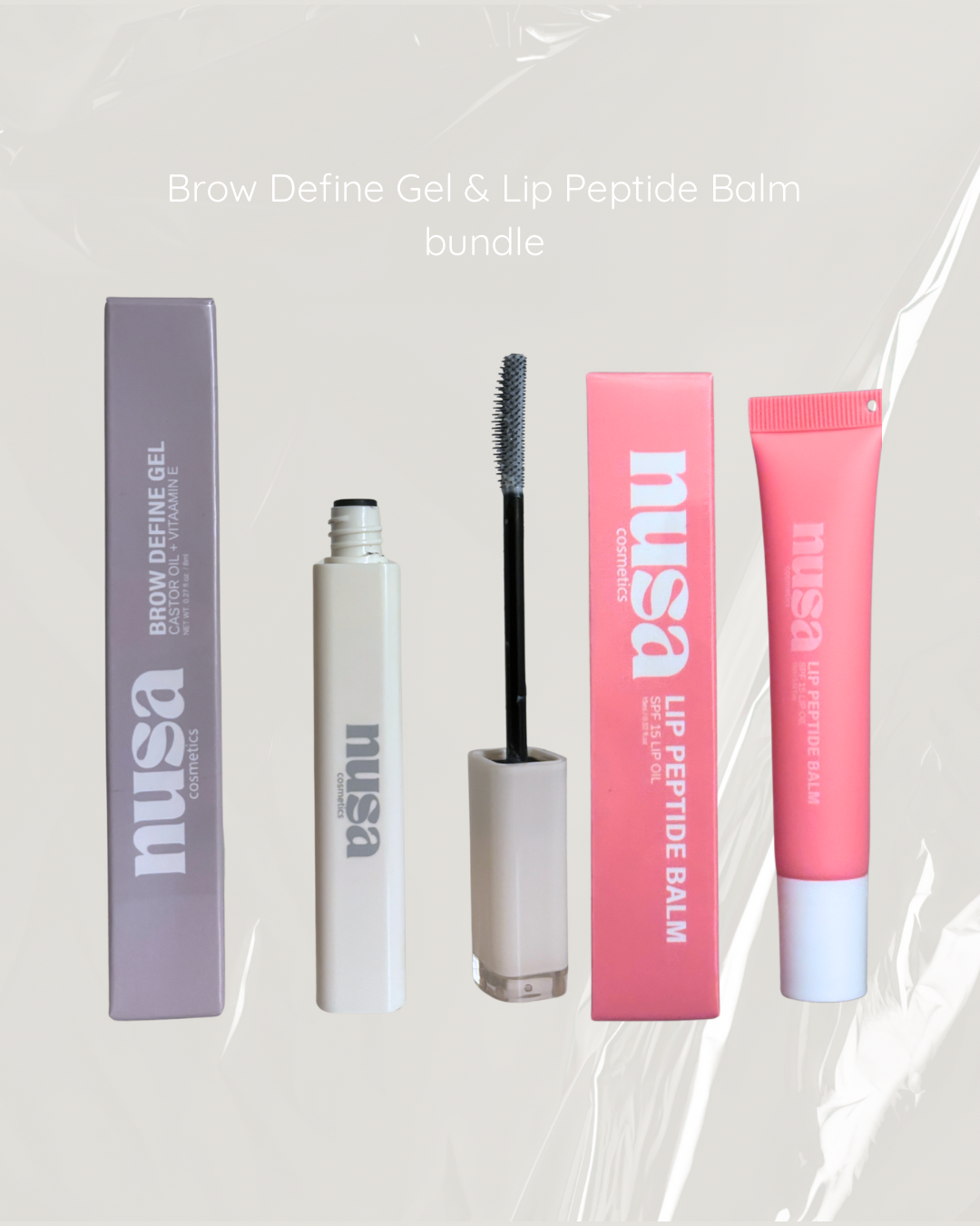 NUSA Lip Peptide Balm & NUSA Brow Define Gel Bundle Shade-Watermelon Dew worth £30